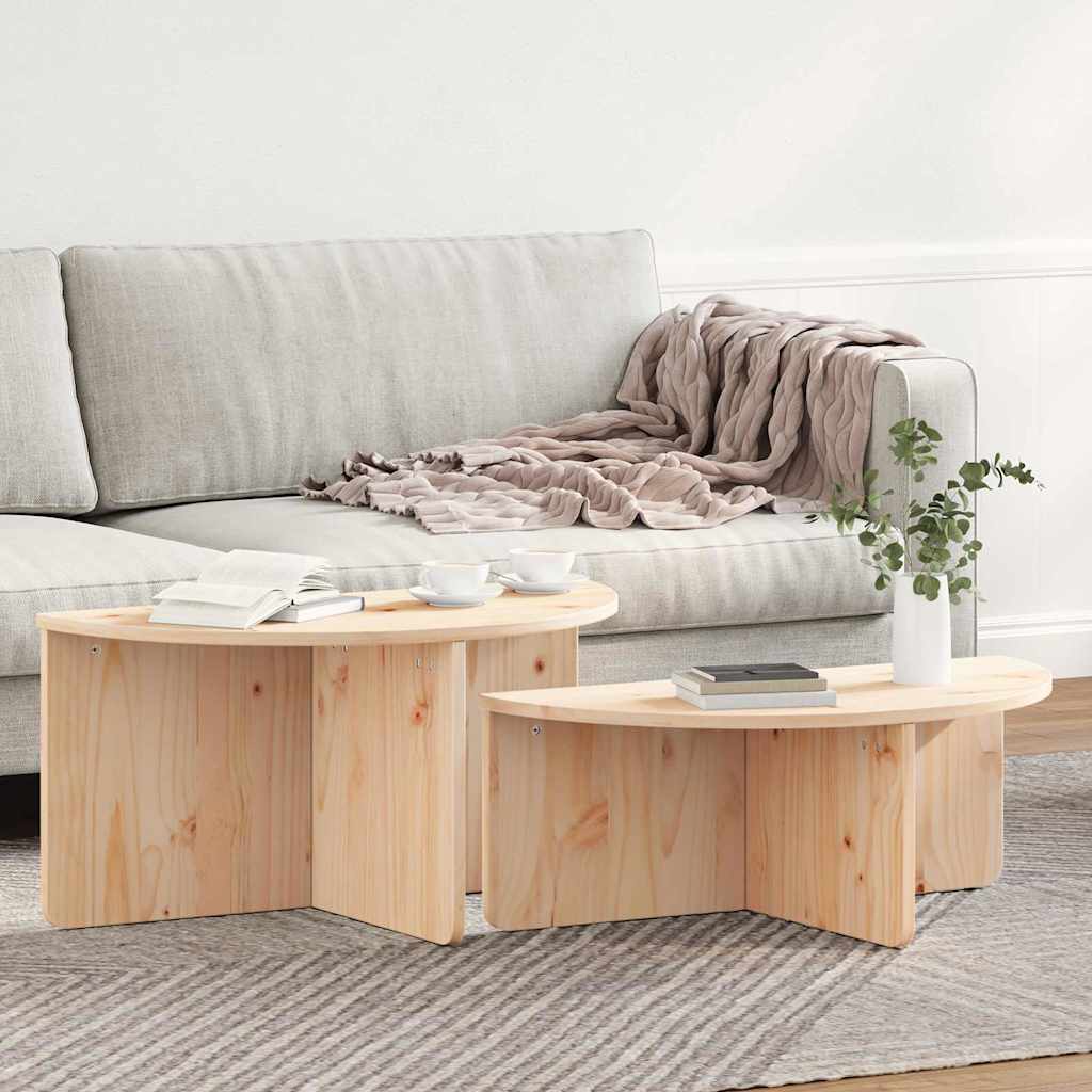 Couchtisch 2 pcs Natur 79 x 39,5 x 40 cm Massivholz Kiefer